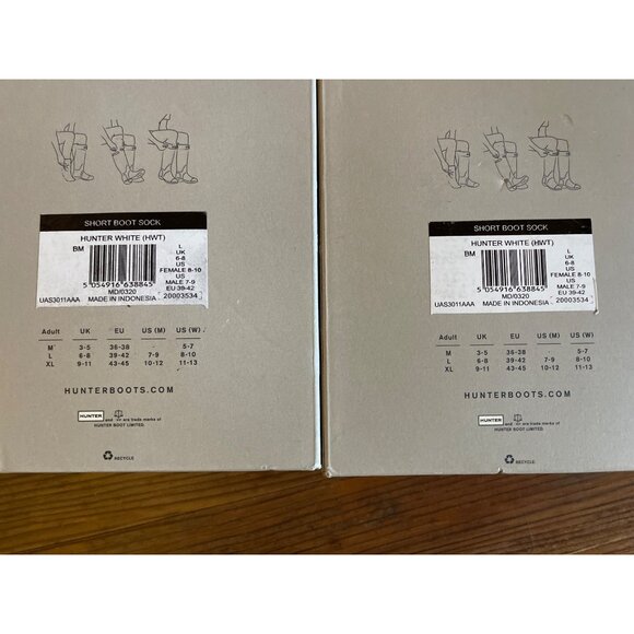 Hunter Original Half Cuff Sort Boot Socks Liners Large X 2 Lot New In Box - Picture 2 of 2